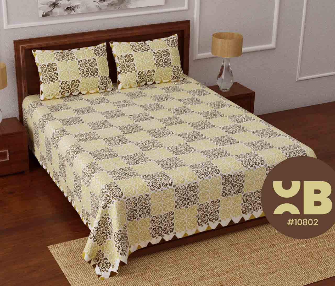Mini shapes printed King Size Double Bedsheet with two Pillow Covers ( 100X108)