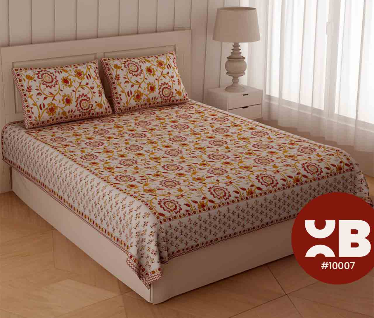 Attractive Patterned Queen Size Double Bedsheet With Two Pillow Covers (100x100)