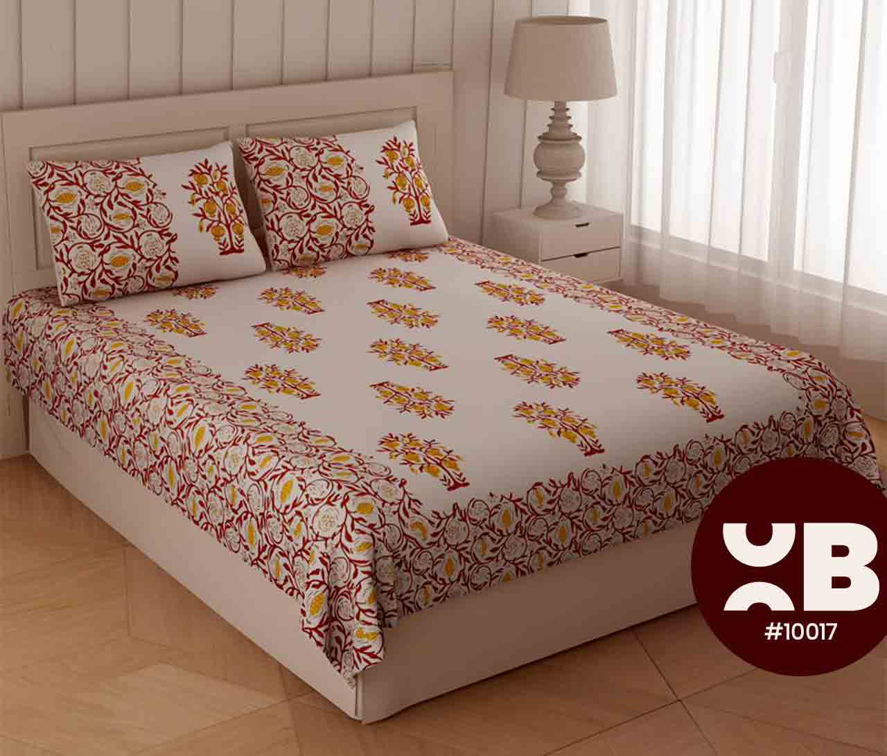 Cotton Printed  Queen Size Double Bedsheet With Two Pillow Covers (100x100)