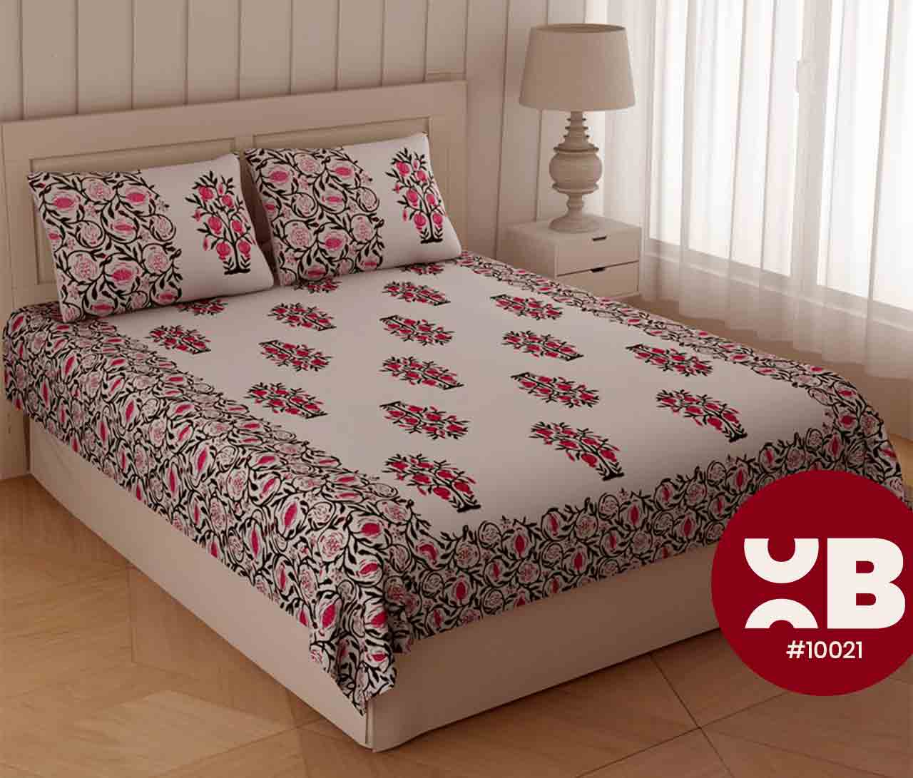 Pure Cotton Pattern Queen Size Double Bedsheet With Two Pillow Covers (100x100)
