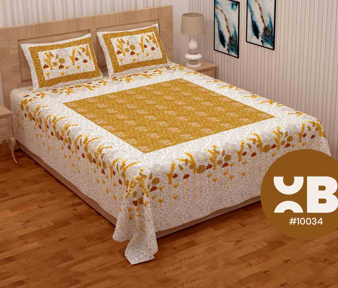 Rose Flower Printed Queen Size Double Bedsheet With Two Pillow Covers (100x100)