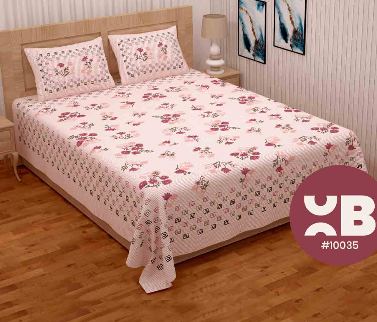 Pink Shade Sober Queen Size Double Bedsheet With Two Pillow Covers (100x100)