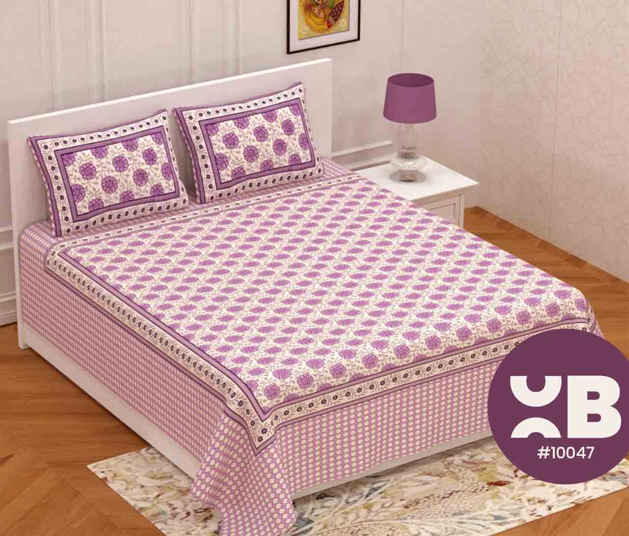 Cottony Purple Queen Size Double Bedsheet With Two Pillow Covers (100x100)
